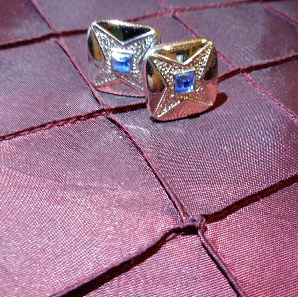 Vintage 1950's Spiedel Blue Glass Cufflinks